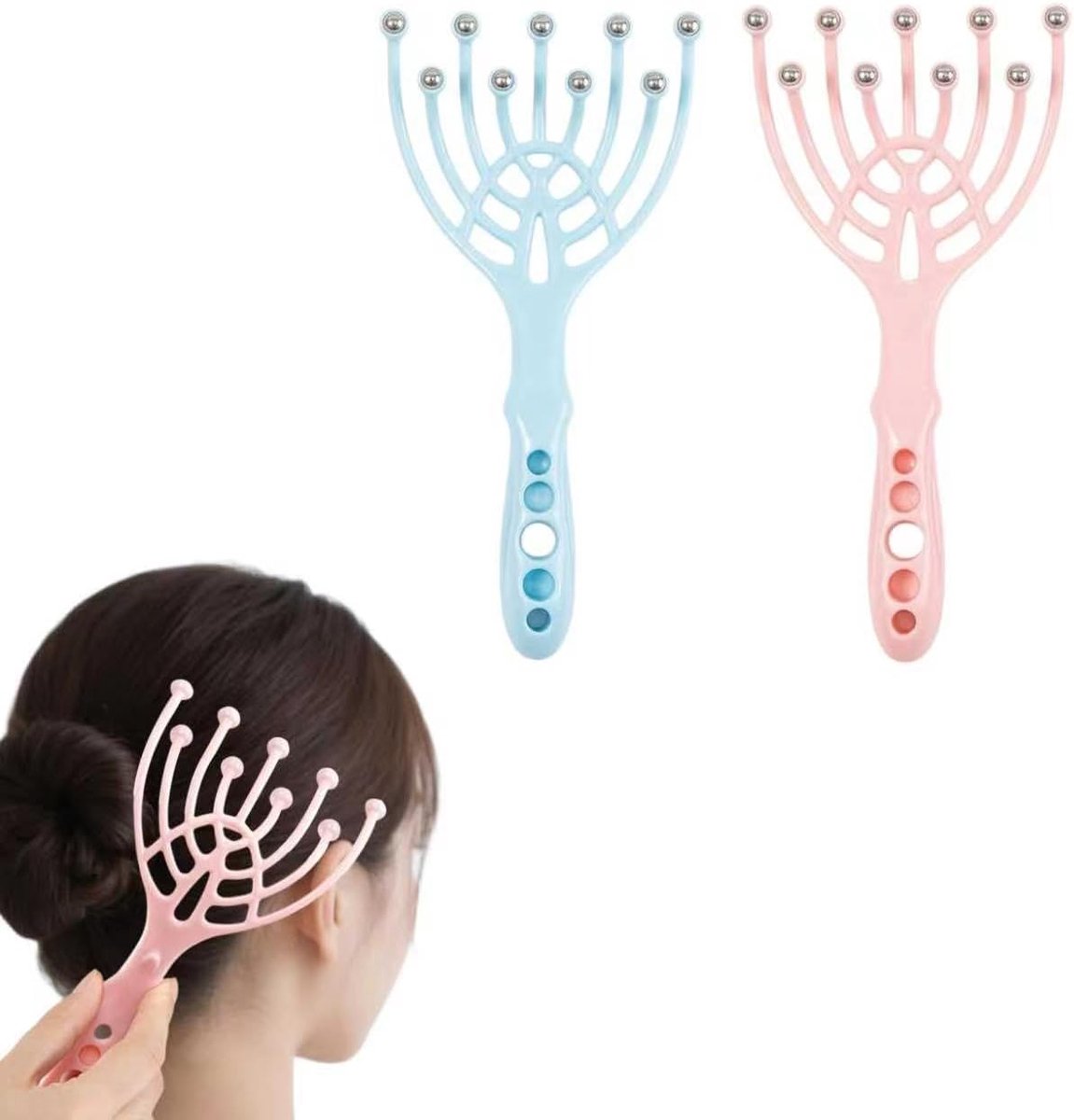 hoofdhuidstimulator haargroei - 9 rollende ballen - handheld massager - ontspanning voor thuis of kantoor - ShopVlot