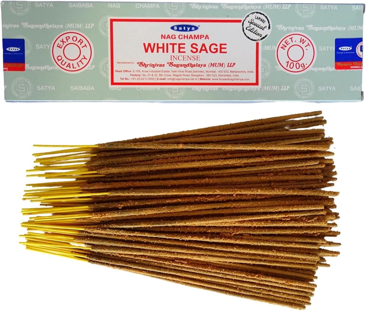 Wierookstokjes 100 g - Satya White Sage - Aromatherapie - Ideaal voor meditatie - ShopVlot