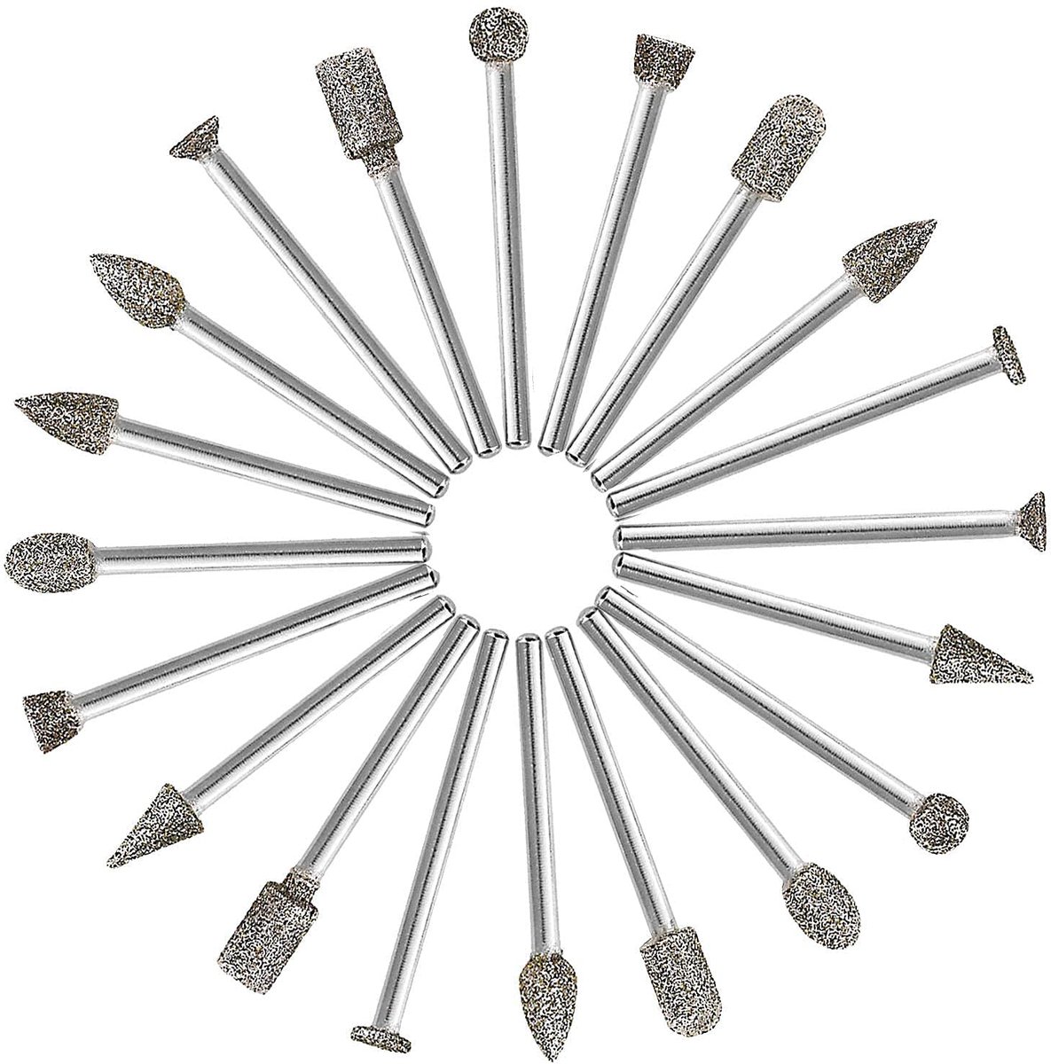 Diamant slijpset 20-delig - 3mm schacht - multifunctionele slijpen - ideaal voor graveren en polijsten - ShopVlot