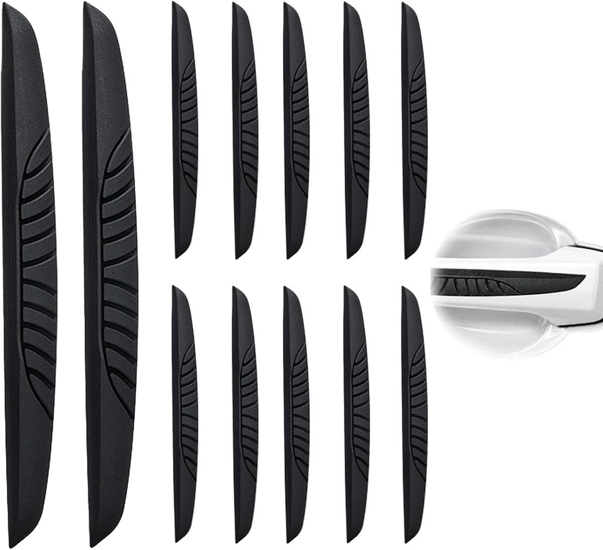 Deurdrempelbeschermers 12 stuks - zwart rubber - krasbestendig - bescherming tegen krassen - ShopVlot
