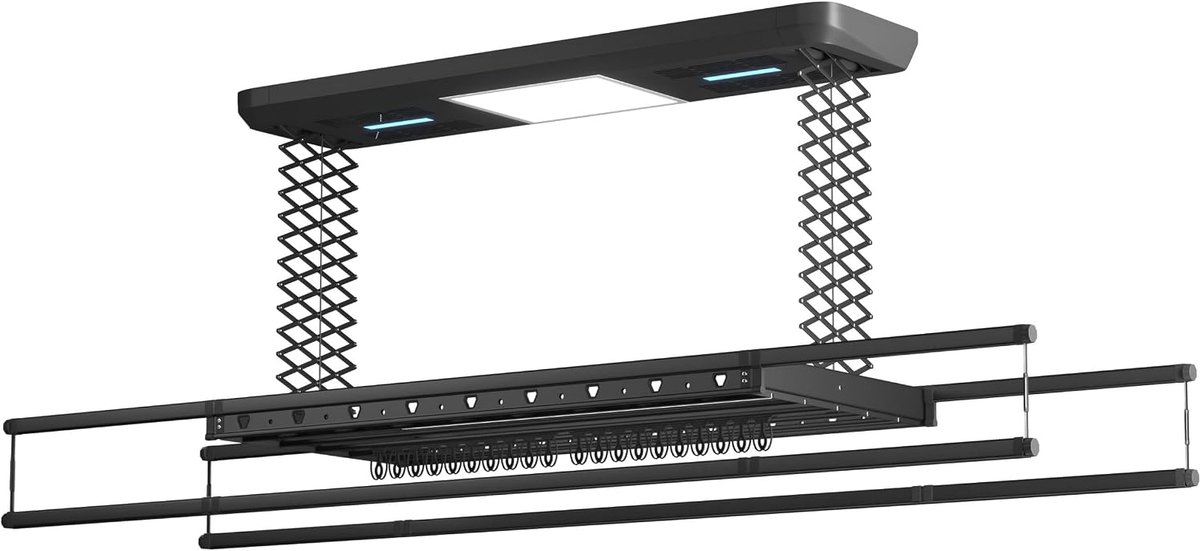 Droogrek elektrisch - Plafond droogrek Pro - 38 kg draagvermogen - Snelle droging met verwarming - ShopVlot