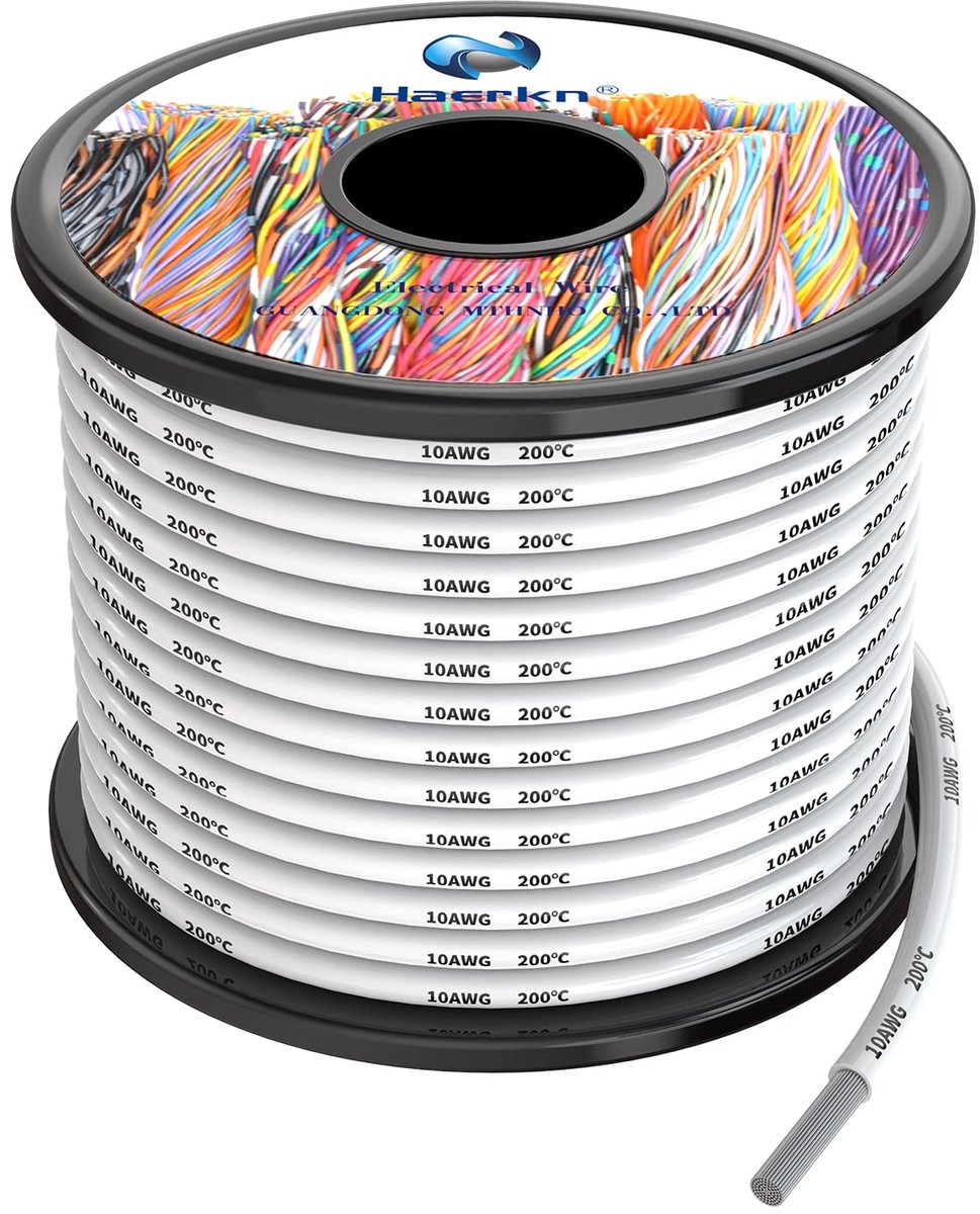 Silicone elektriciteitskabel 10 AWG 5.3 mm² - Wit - Hoogwaardige tinned koper - Perfect voor flexibele aansluitingen - ShopVlot