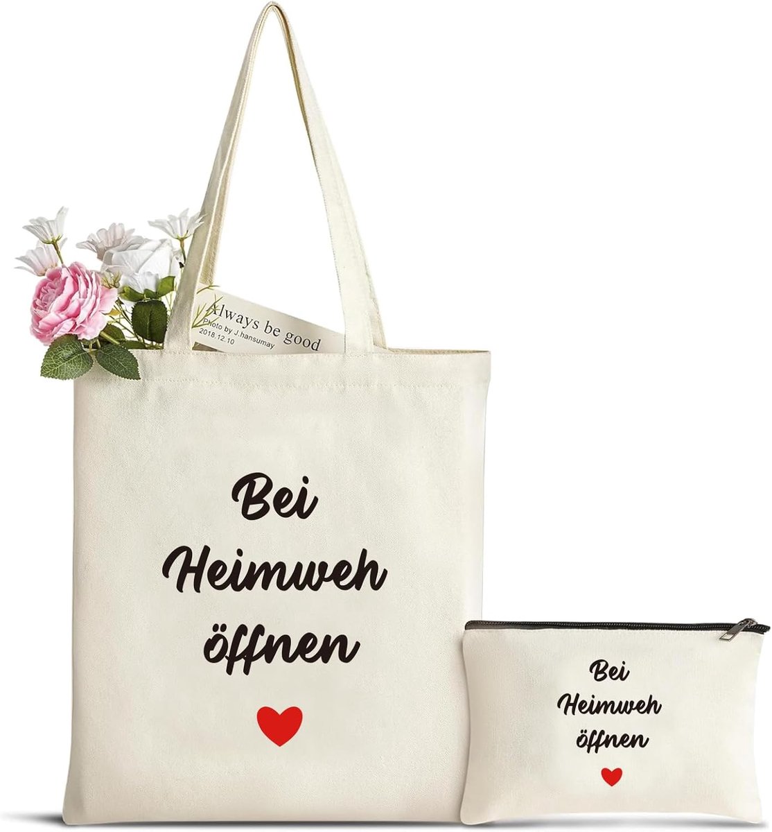 Canvas draagtas met make-uptas - katoenen tas - cadeau tegen heimwee - herinneringen aan huis - ShopVlot