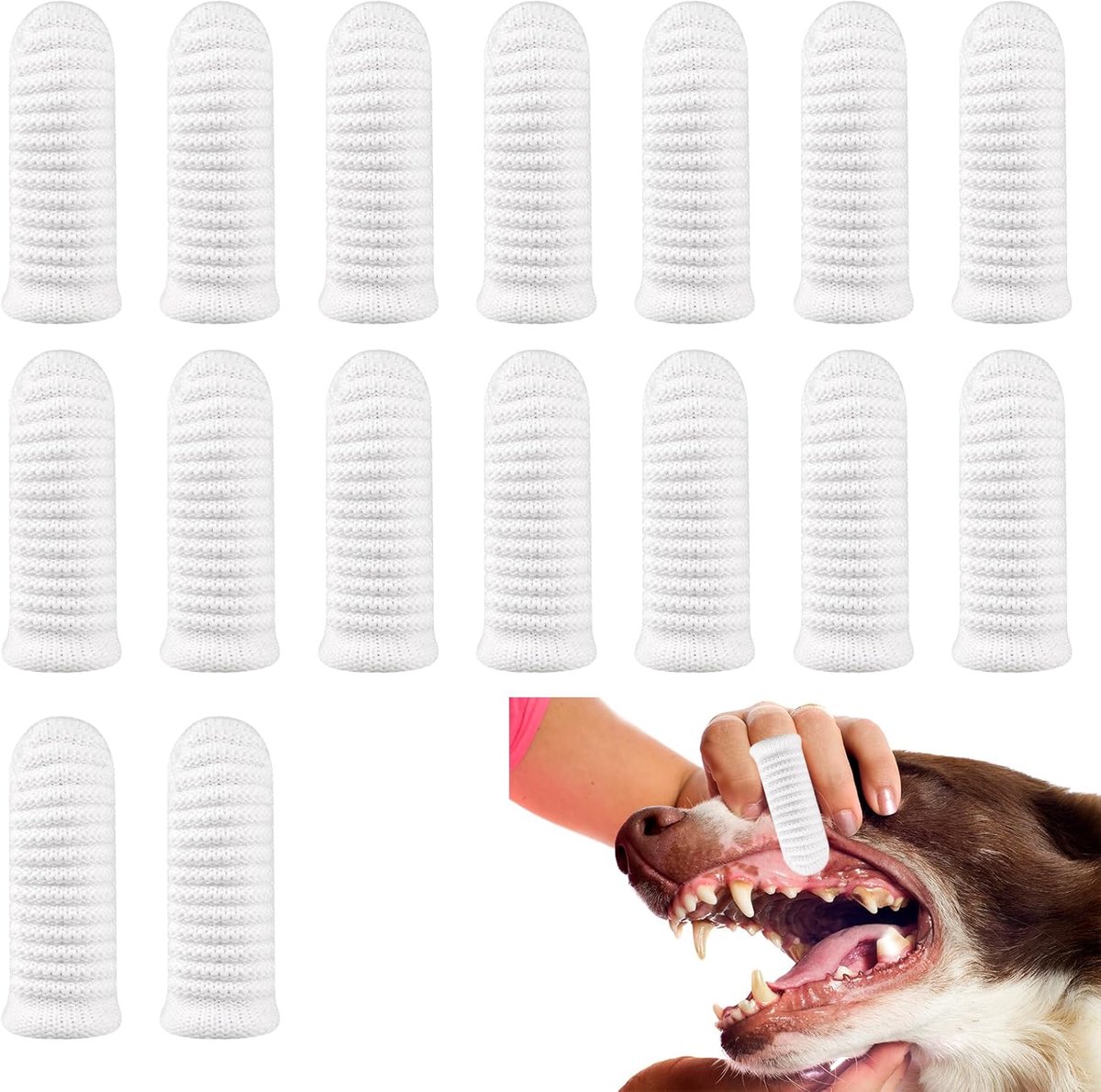 Hondentandenborstel set 16 stuks - Tandpasta en borstel - Effectieve tartar verwijdering - Voor gezonde tanden - ShopVlot