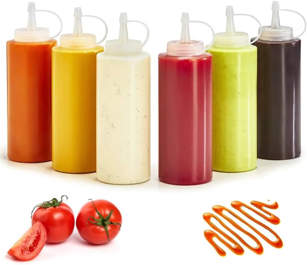 Sausfles 240ml - Transparante kunststof - Met draaisluiting - Ideaal voor ketchup en sauzen - ShopVlot