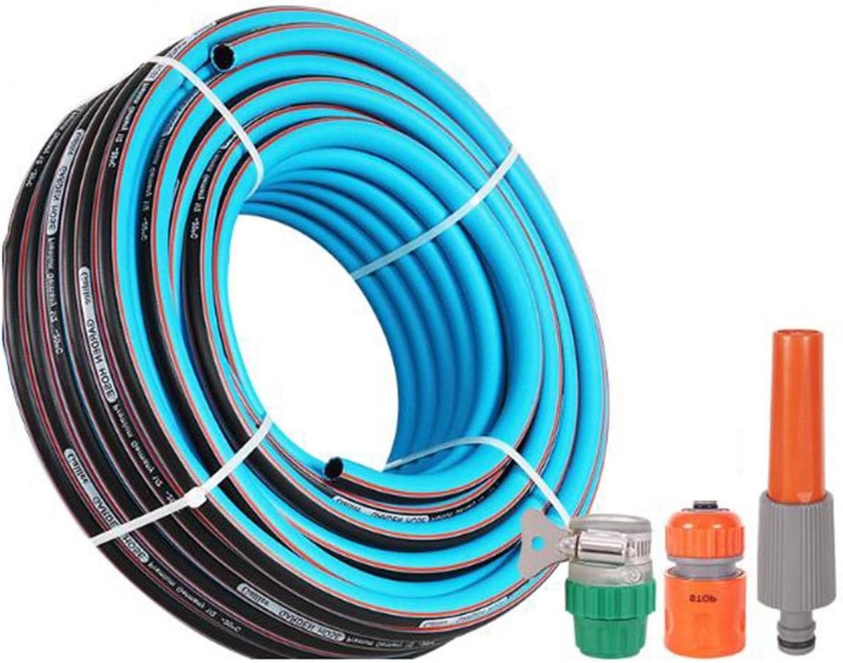 Tuinslang PVC - Waterslang Flexibel - Gazon Besproeien - 3-laags Versterkt - 45 m - Blauw