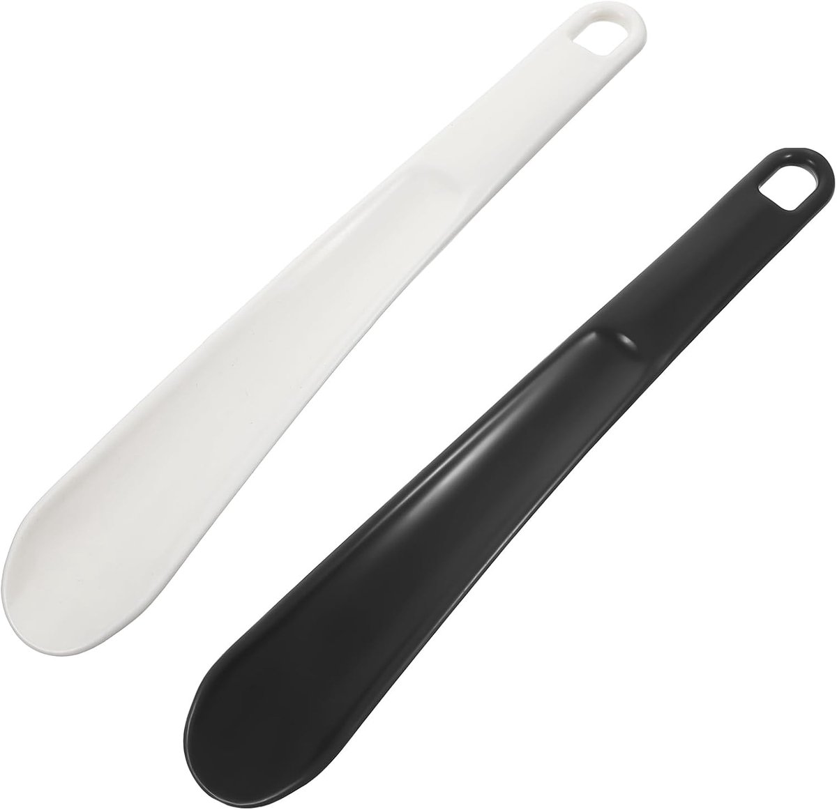Schoenlepel lange handgreep - plastic - zwart/wit - ideaal voor leren en sportschoenen - SnelShoppen