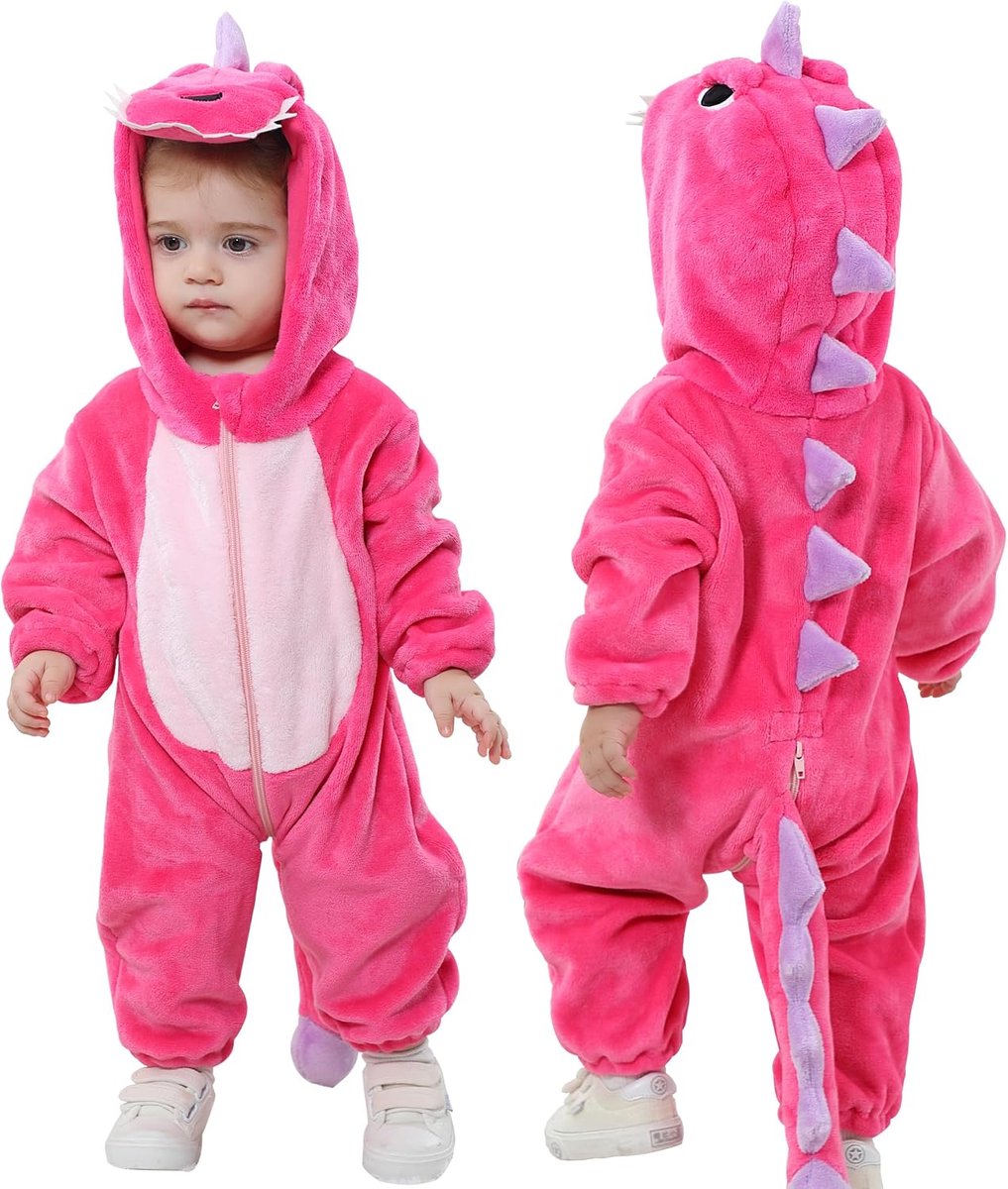 Baby Flannel Rompers 3-6 maanden - Roseo dinosaur - Zacht flanel - Ideaal voor winter - SnelShoppen