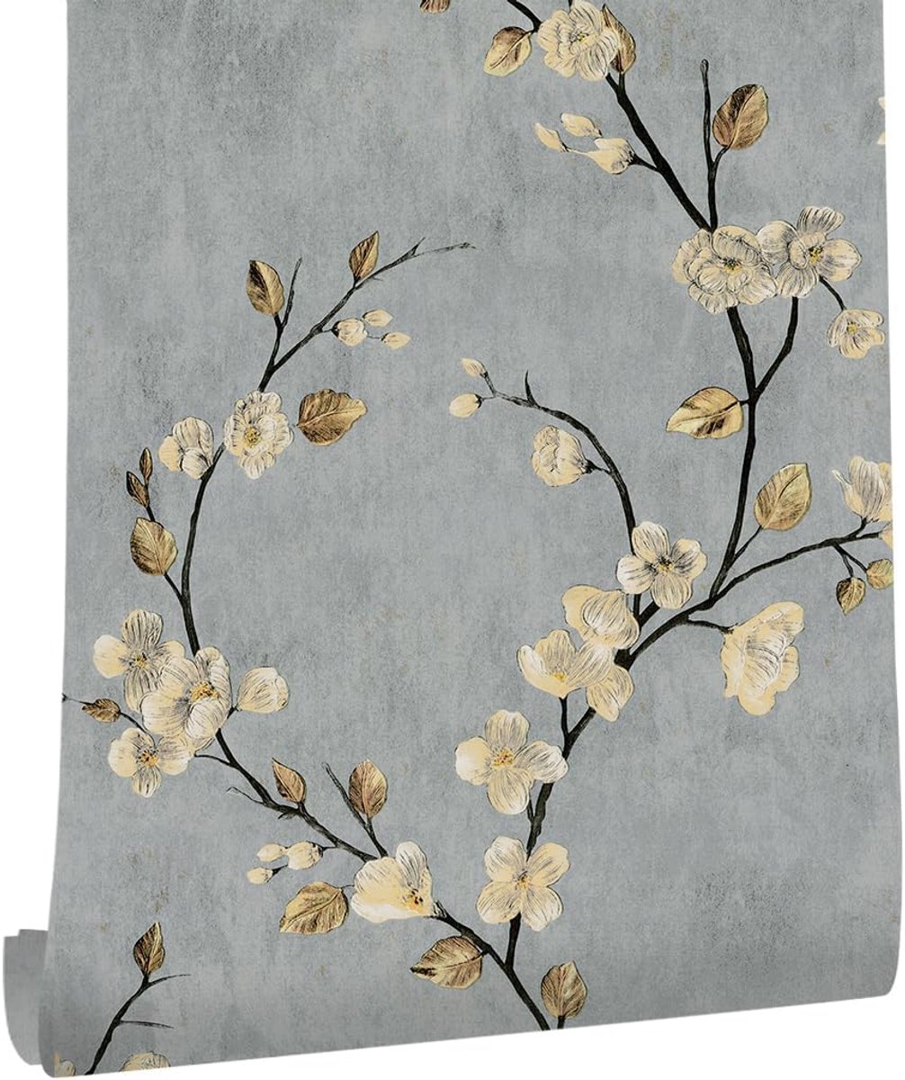 Zelfklevend Behang Bloemen Bladeren - Vintage Decoratieve Achtergrond - Ideaal voor Woonkamer en Slaapkamer - SnelShoppen