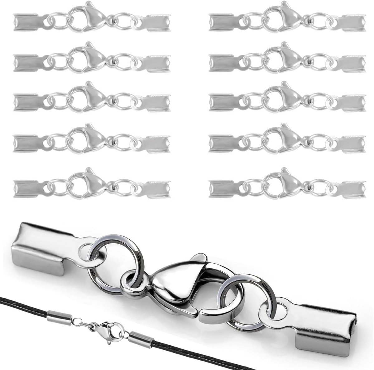 Kabeluiteinden 33 x 5 mm - RVS - Hypoallergeen en niet verkleurend - Geschikt voor sieraden - SnelShoppen