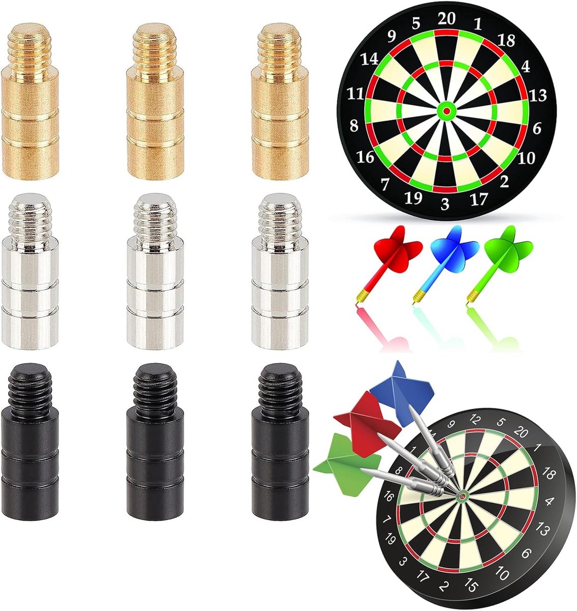 Dartgewichten 9 stuks - 2g Messing - 3 Kleuren - Verhoog je dartprecisie - SnelShoppen
