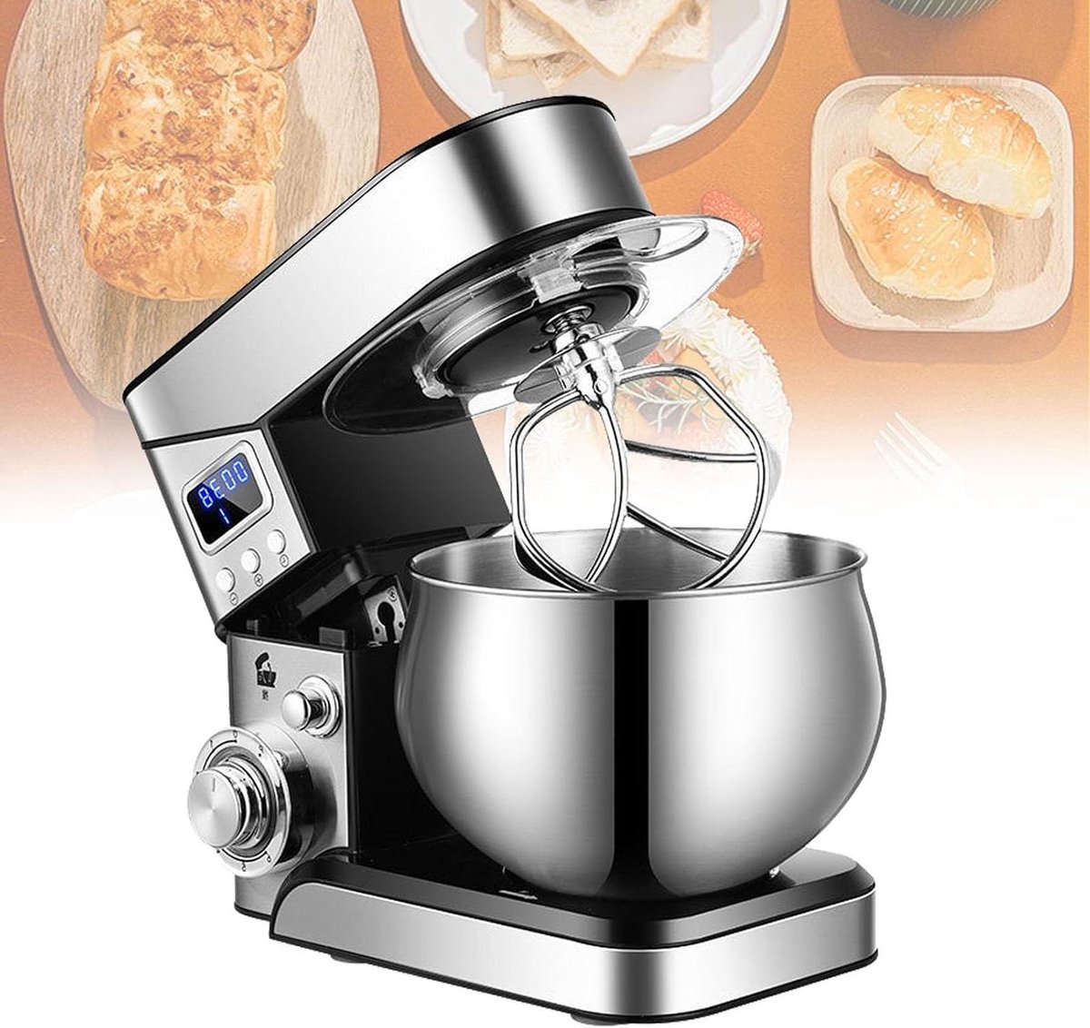 Keukenmachine - Mixer Deegblender - Bakken Thuis - Automatische Bediening - 5.5 Liter - RVS