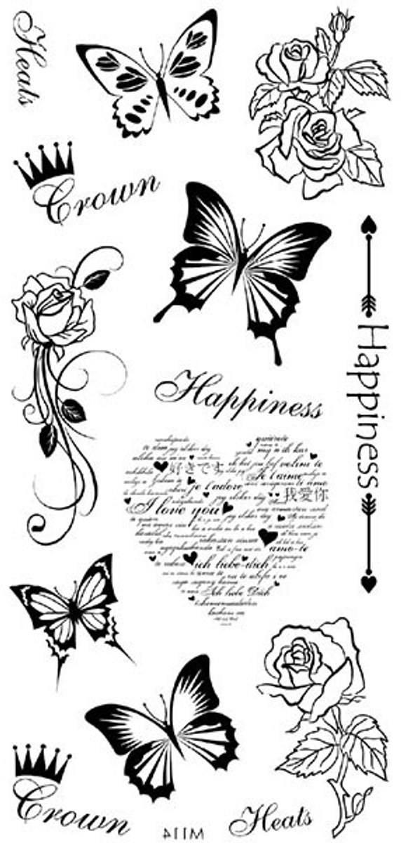 Tijdelijke tattoo Butterfly Crown Love 3 dagen