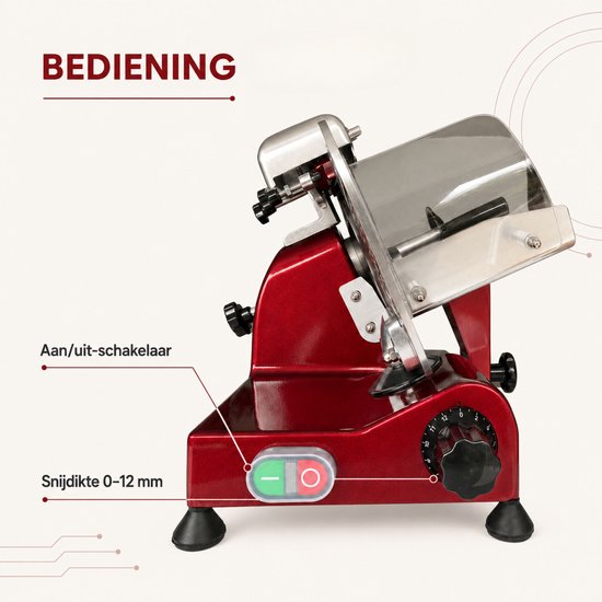 AXIMO Professionele Vleessnijmachine - Ø 220 mm Mes - 0-12 mm - 280 W - Inclusief 2 Beschermende Handschoenen van AXIMO — afbeelding 2