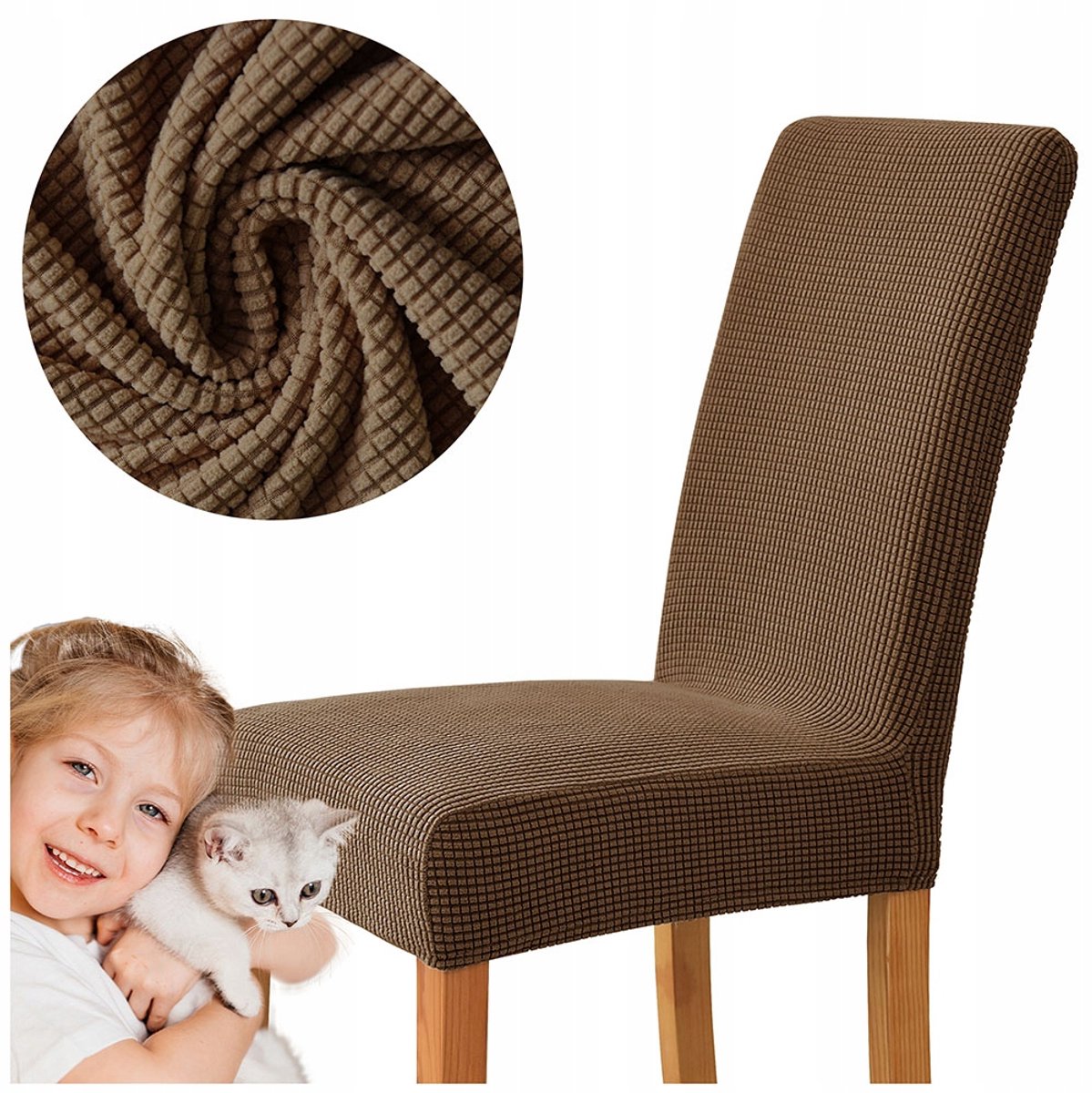 Bruine Jacquard Stoelhoes - Dik & Elastisch - Vernieuw en Interieur