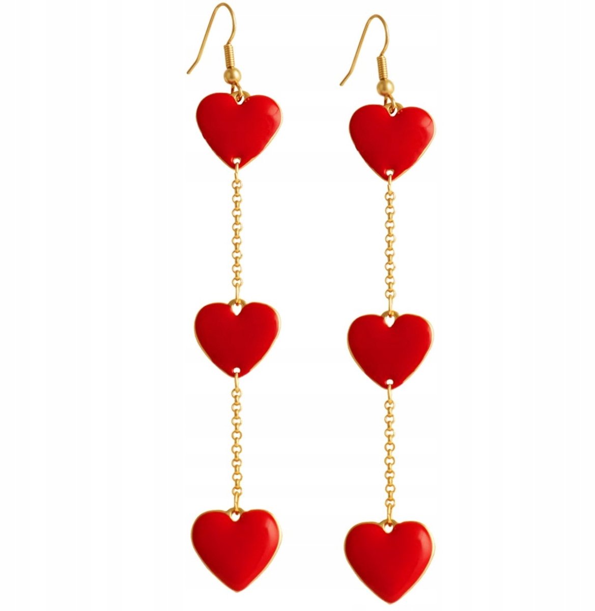 Oorbellen Hart met Emaille - 10,5 cm