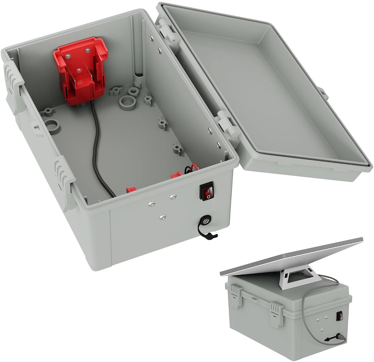 Accu-adapterbehuizing - Dual accu-adapter voor Milwaukee 18V-24V - IP66 waterdicht - Inclusief schakelaarbediening - ShopVlot