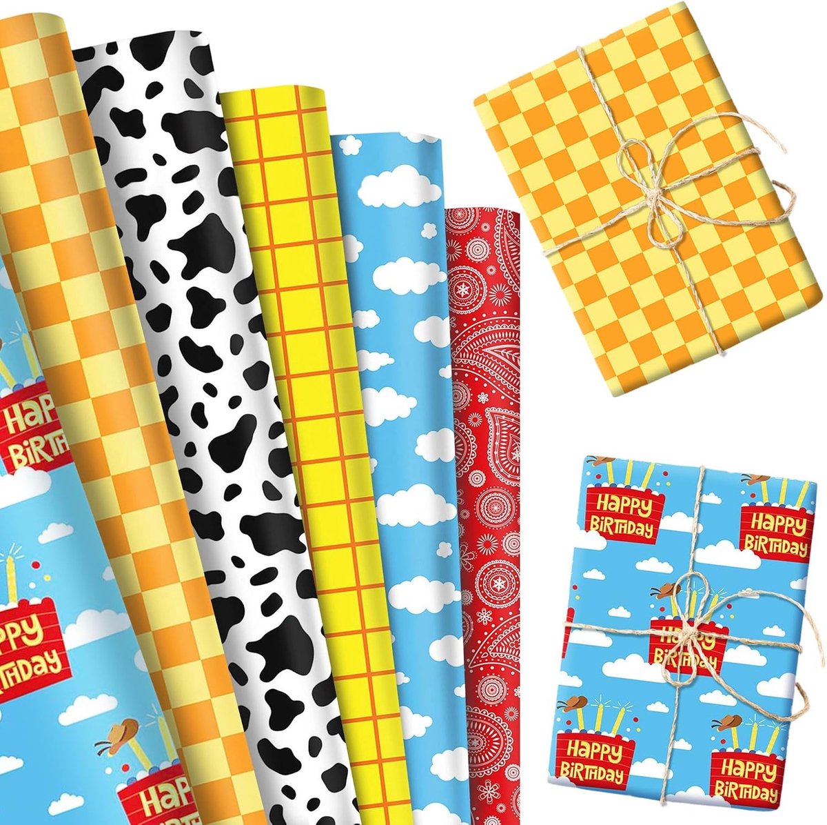 Cadeaupapier speelgoedmotief - 12 stuks - kleurrijk design - ideaal voor verjaardagsfeest - ShopVlot