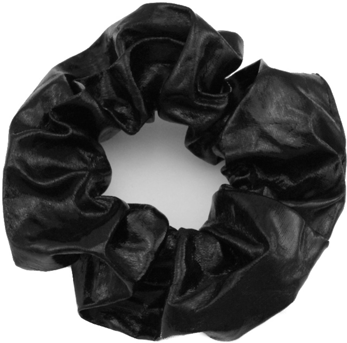 Scrunchie Haarband Zwart Metaal Glanzend - Elastisch en Zacht