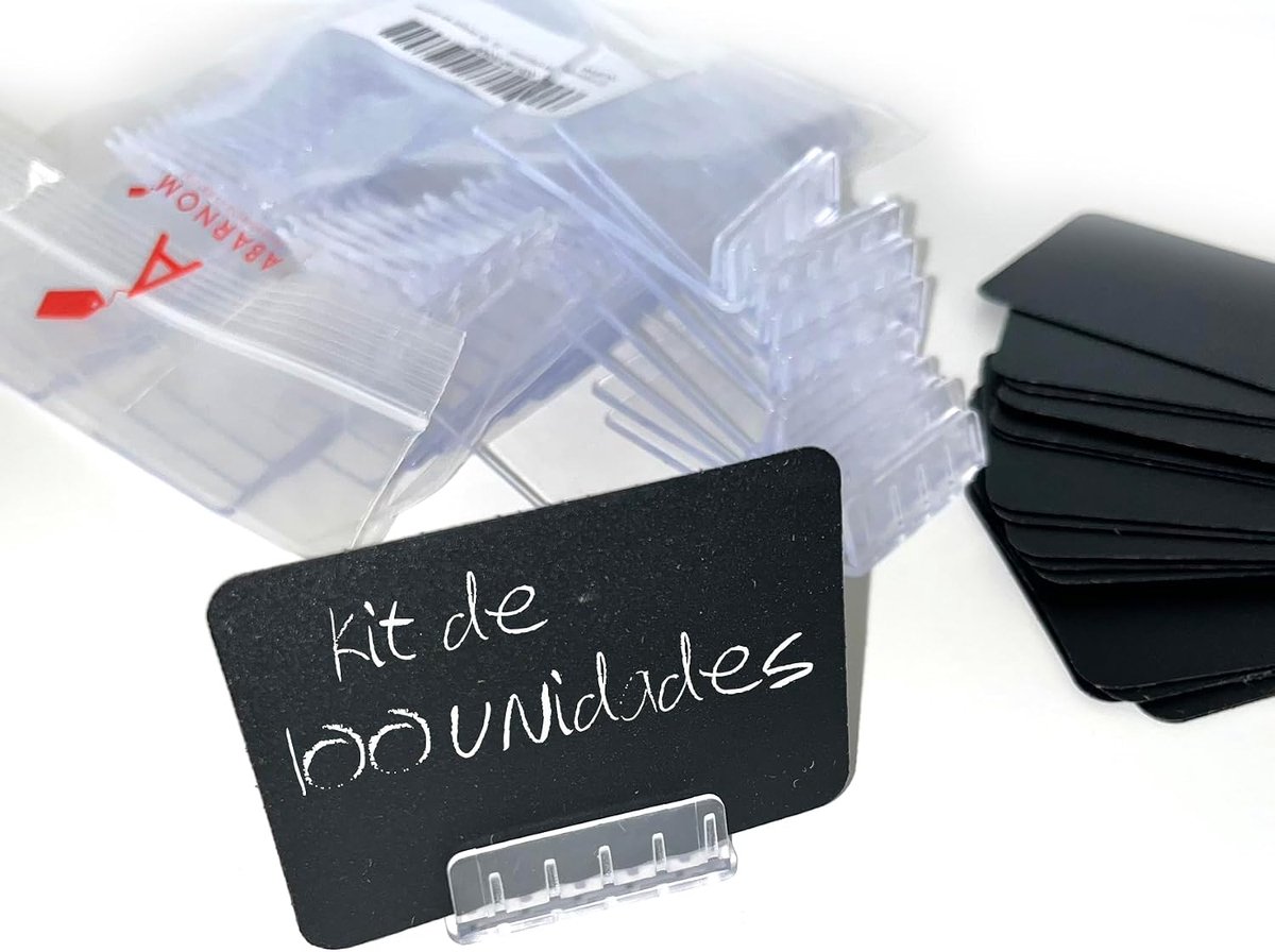 Mini prijsleiders met zwarte plastic borden - 100 stuks - herbruikbaar - ideaal voor winkels - ShopVlot