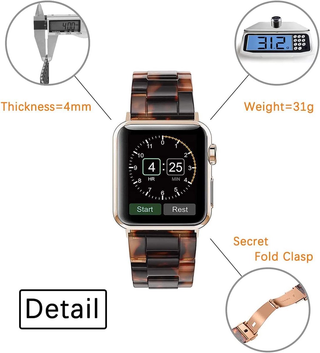 Horlogeband 20mm - Lichtgewicht hars - Stalen sluiting - Ideaal voor sportieve look - ShopVlot