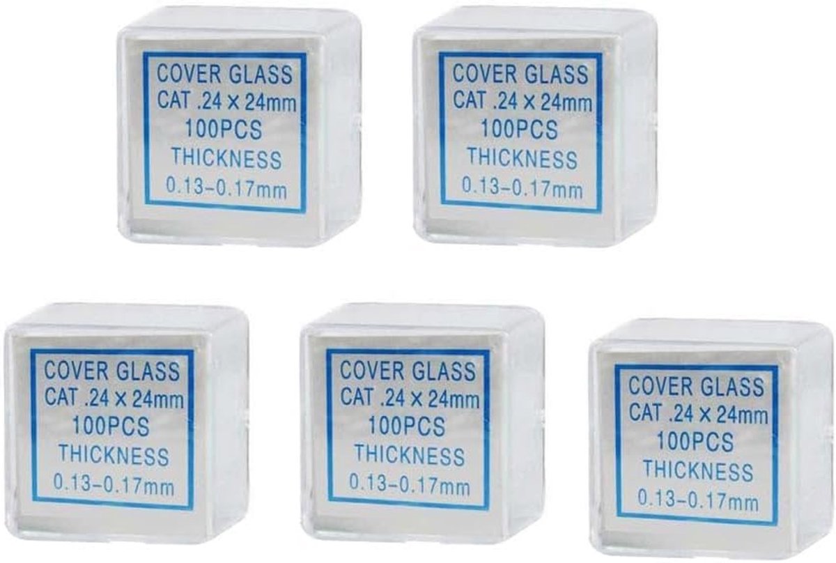 Laboratoriummicroscoopbeschermers 24 mm x 24 mm - optisch glas - luchtdicht verpakt - ideaal voor biologieonderwijs - ShopVlot