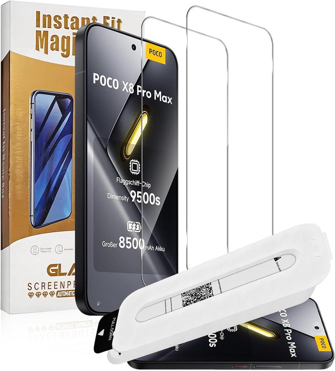 Beschermfolie voor Xiaomi Poco X8 Pro Max - Pantserglas - 2 stuks - Innovatieve auto-installatie - ShopVlot