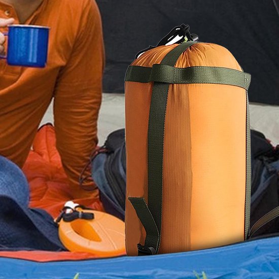 Slaapzak Opbergzak - Compressiehoes Backpackzak - Kamperen en Reizen - Scheurbestendig Waterdicht - 18 x 38 cm - Oranje — afbeelding 3
