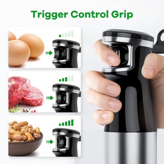 Hand Blender - Mixer Staafmixer - Smoothies Maken - 1100W Krachtige Motor - 500 ml - Zilver — afbeelding 4