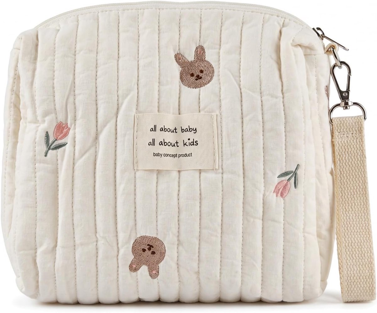Luiertas voor baby's 25 x 17 x 10 cm - Organizer met ritssluiting - Schoudertas met borduurwerk - SnelShoppen