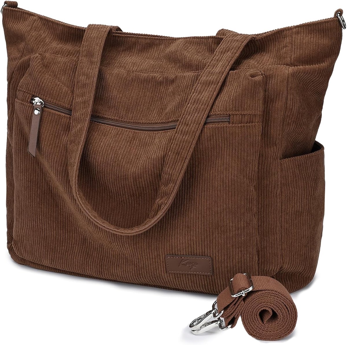 Schoudertas groot - corduroy - met rits - ideaal voor werk en reizen - SnelShoppen