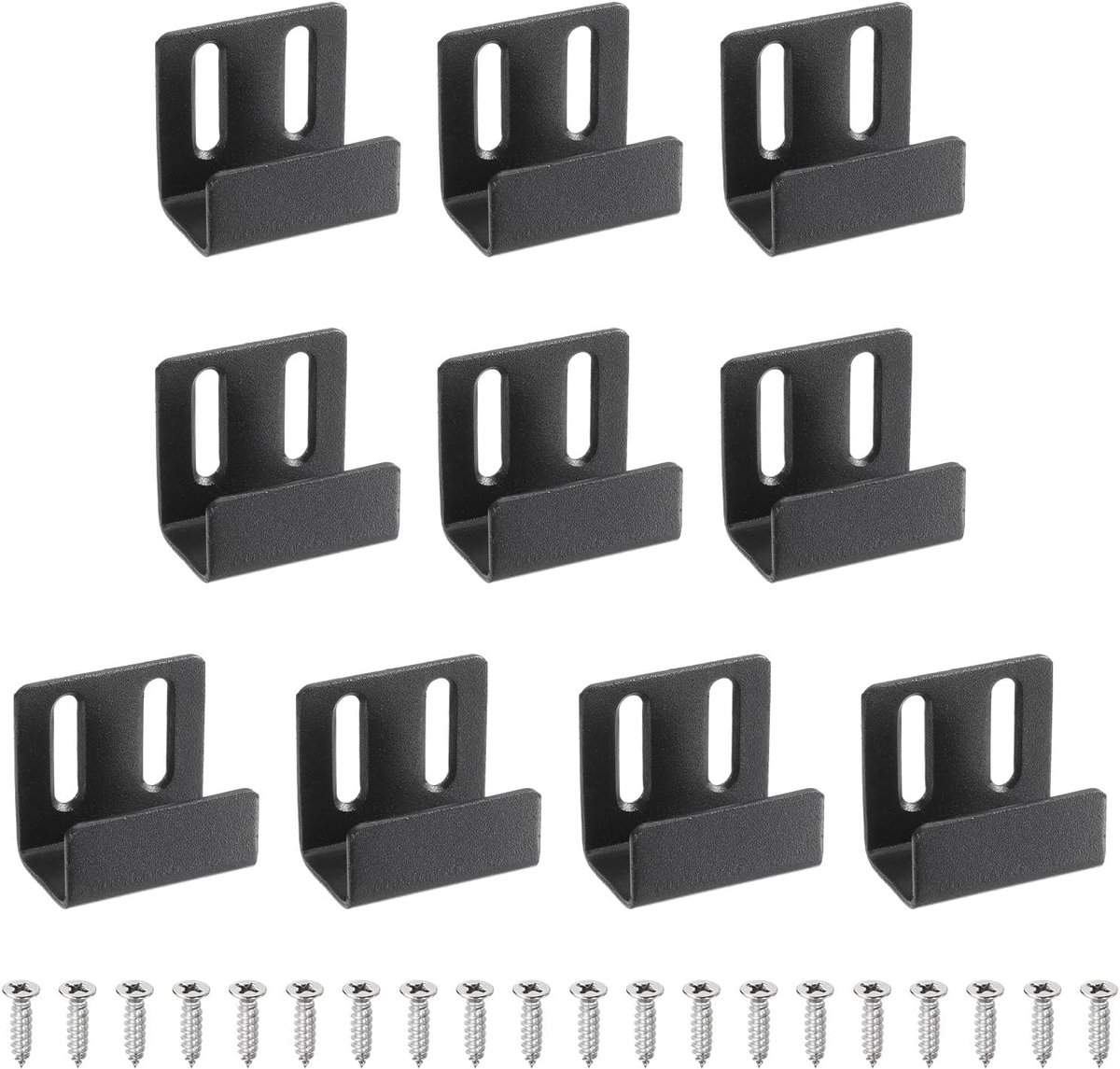 10 stuks roestvrijstalen tegelhouders, verstelbare krachtige wandhouder, display, wandhaken, bevestiging met schroeven voor spiegel, fotolijst, zwart, 20 mm binnenbreedte
