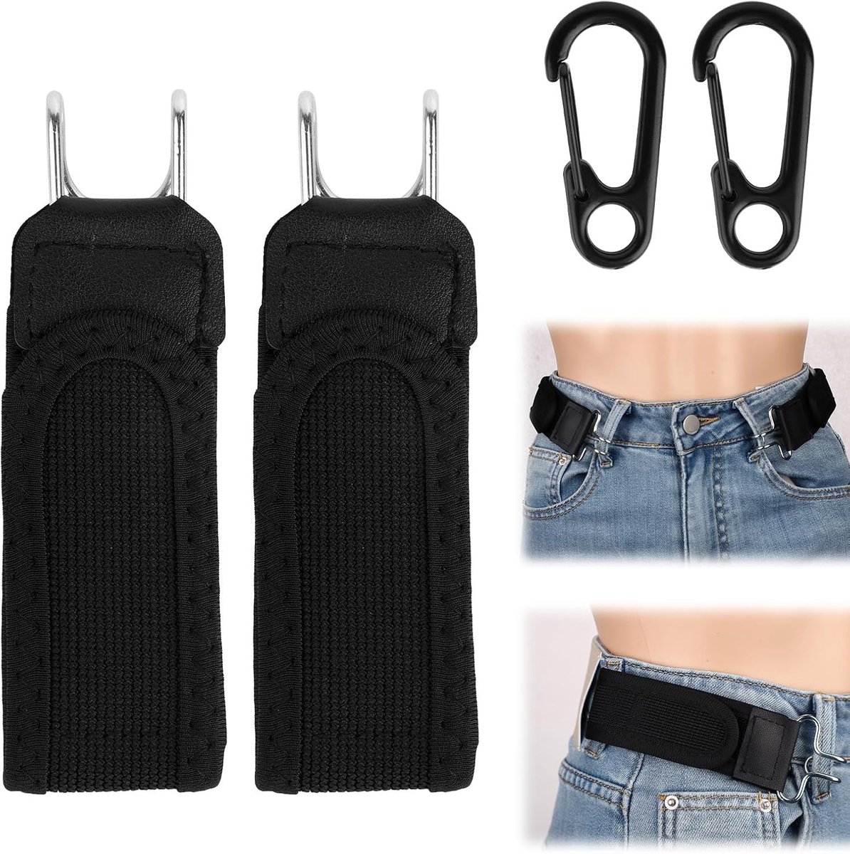 2 Stuks Elastische Riem met Metalen Haak, Verstelbaar Onzichtbaar Riemhaken Zonder Gesp voor Mannen en Vrouwen Buitenwerk EDC Jeans en Vrijetijdskleding