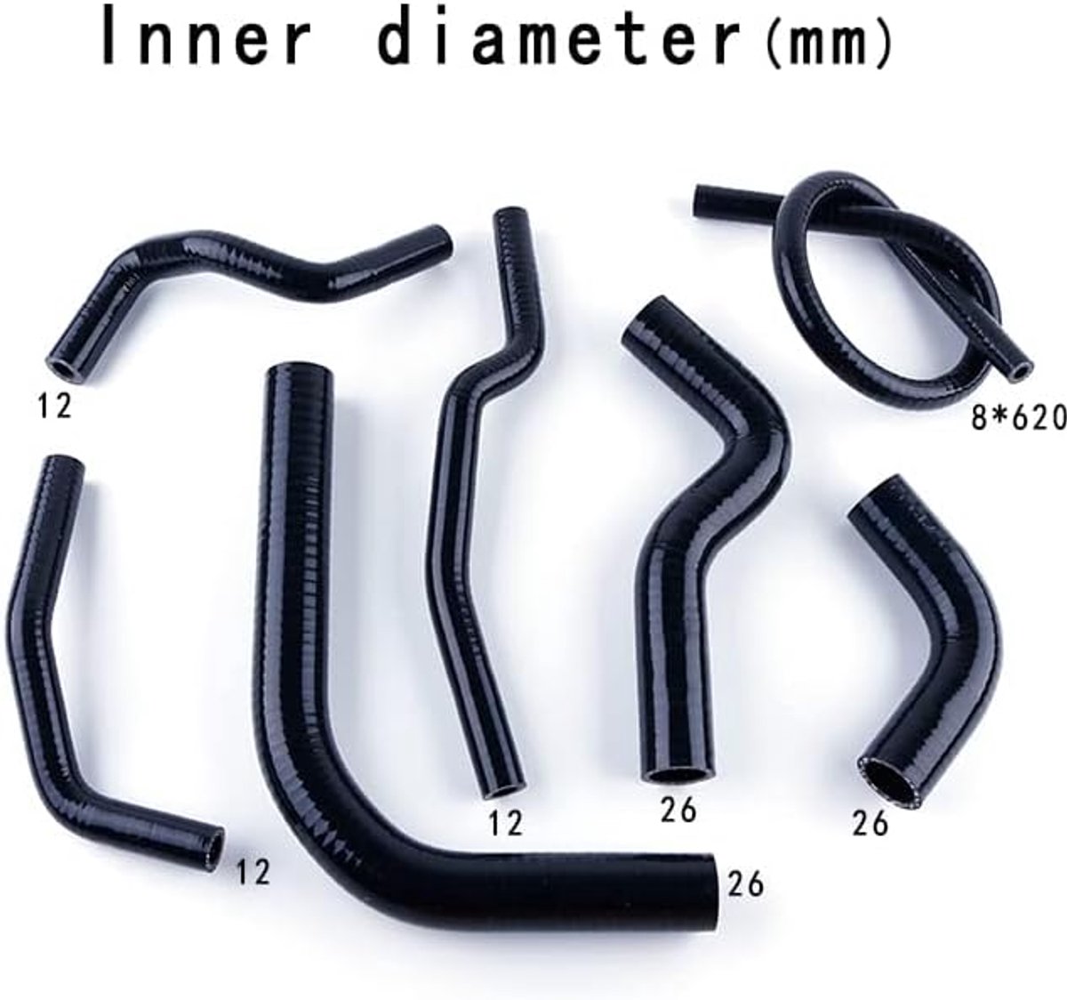 Set siliconen koelslang kit voor Suzuki Samurai 1986 1987 1988 1989 1990 1991 1992 1993 1994 1995 (zwart)