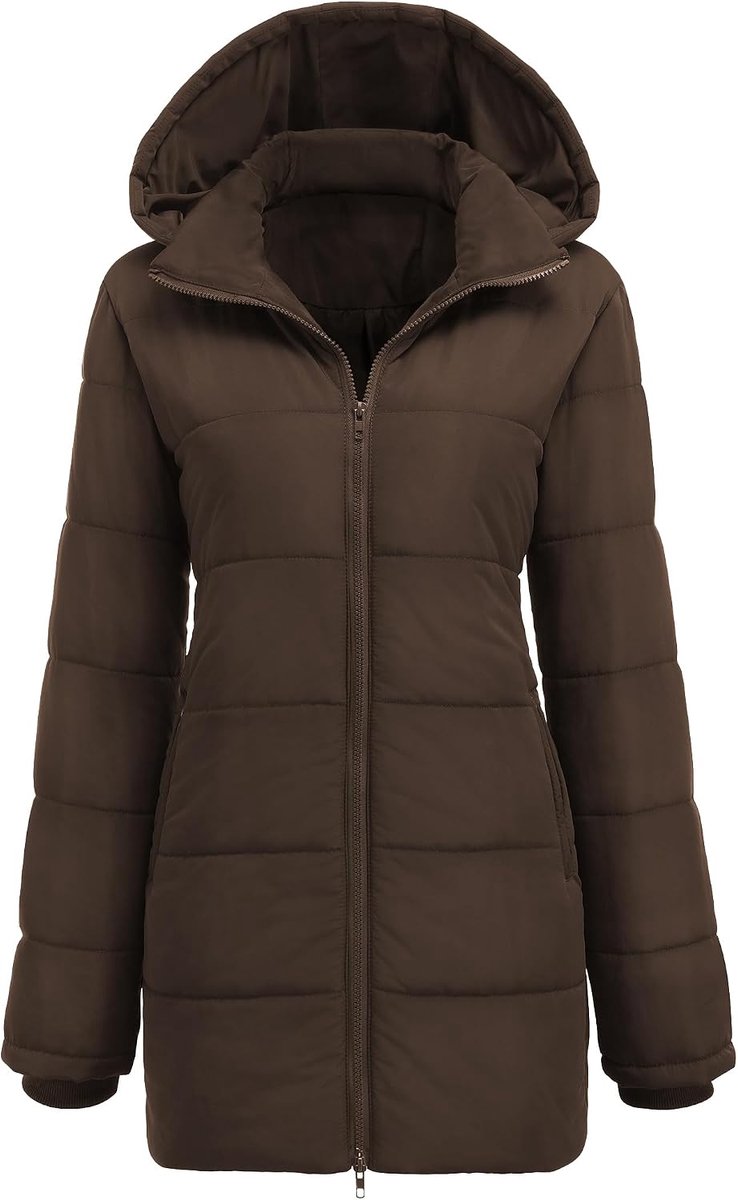 Winterjas voor dames, lange gewatteerde jas met capuchon, slim fit, warme winterjas, casual, winddichte jas, dikke katoenen jas, S-XXL