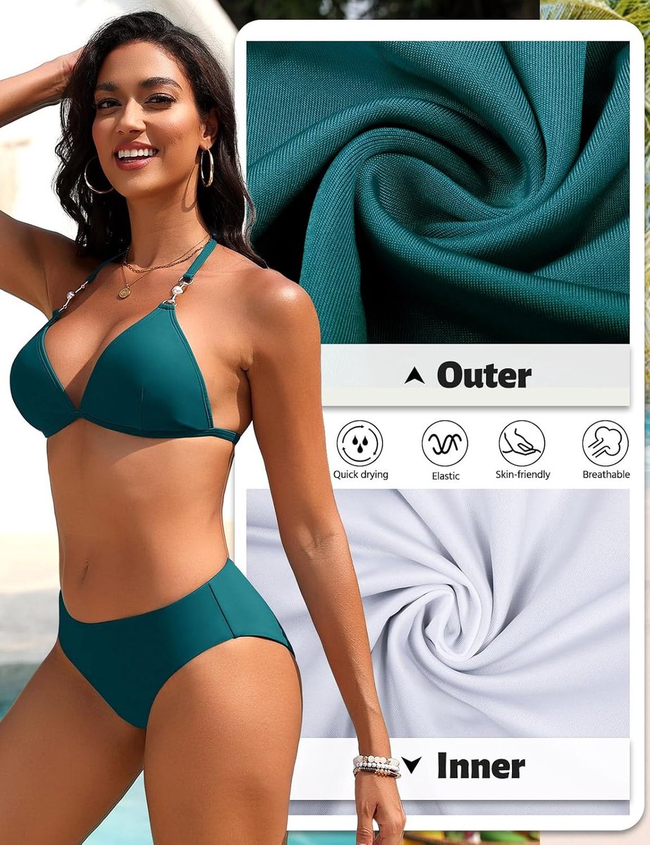 Dames Badmode Driehoekig Badpak Dames Zee Tweedelig Push Up Sexy Halter Bikini Set Gevoerd Verstelbaar Zwempak Tankini Zwemkleding