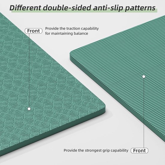 Dikke Yogamat - Oefenmat Pilates - Thuis Sporten - Dubbelzijdig Antislip - 180 x 61 cm - Donker Groen — afbeelding 5