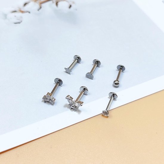 Studs 16G Rvs Monroe Tragus Helix Medusa Piercing Studs 6mm 8mm 10mm Zilver Goud Kraakbeen Sieraden — afbeelding 4