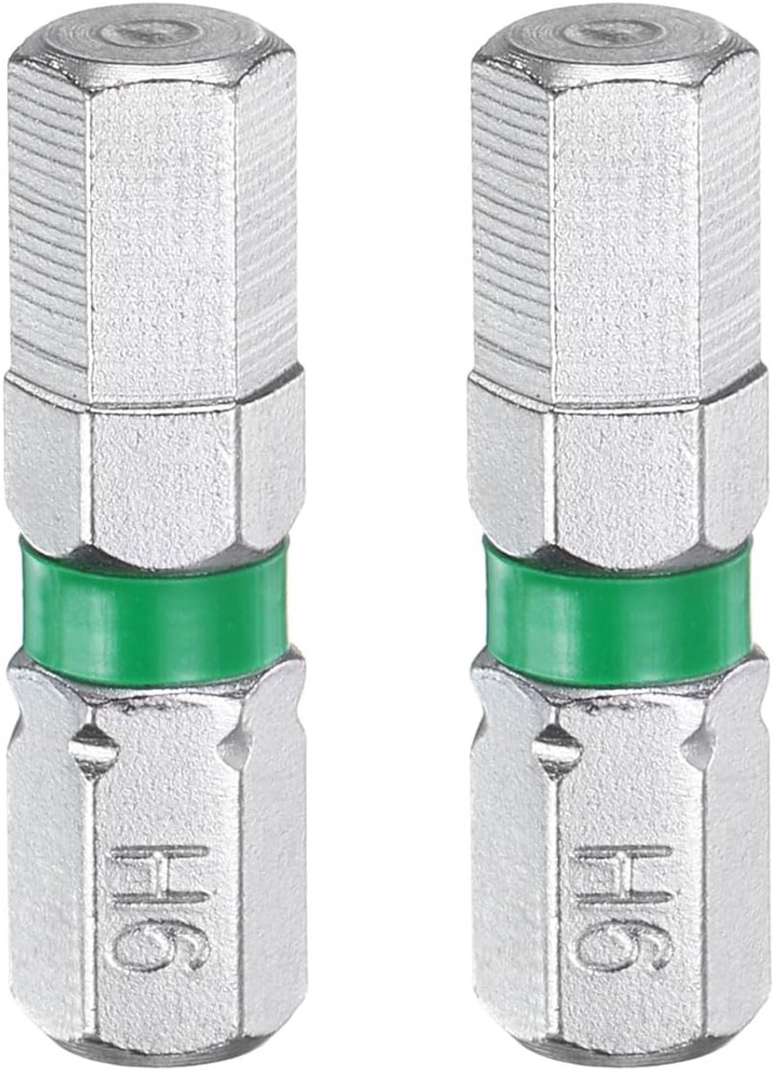 2 stuks zeskantige schroevendraaierbits H6 1/4 inch zeskantschacht 25 mm / 1 inch lengte bits zeskantkop magnetisch van staal S2 elektrische schroevendraaierbits