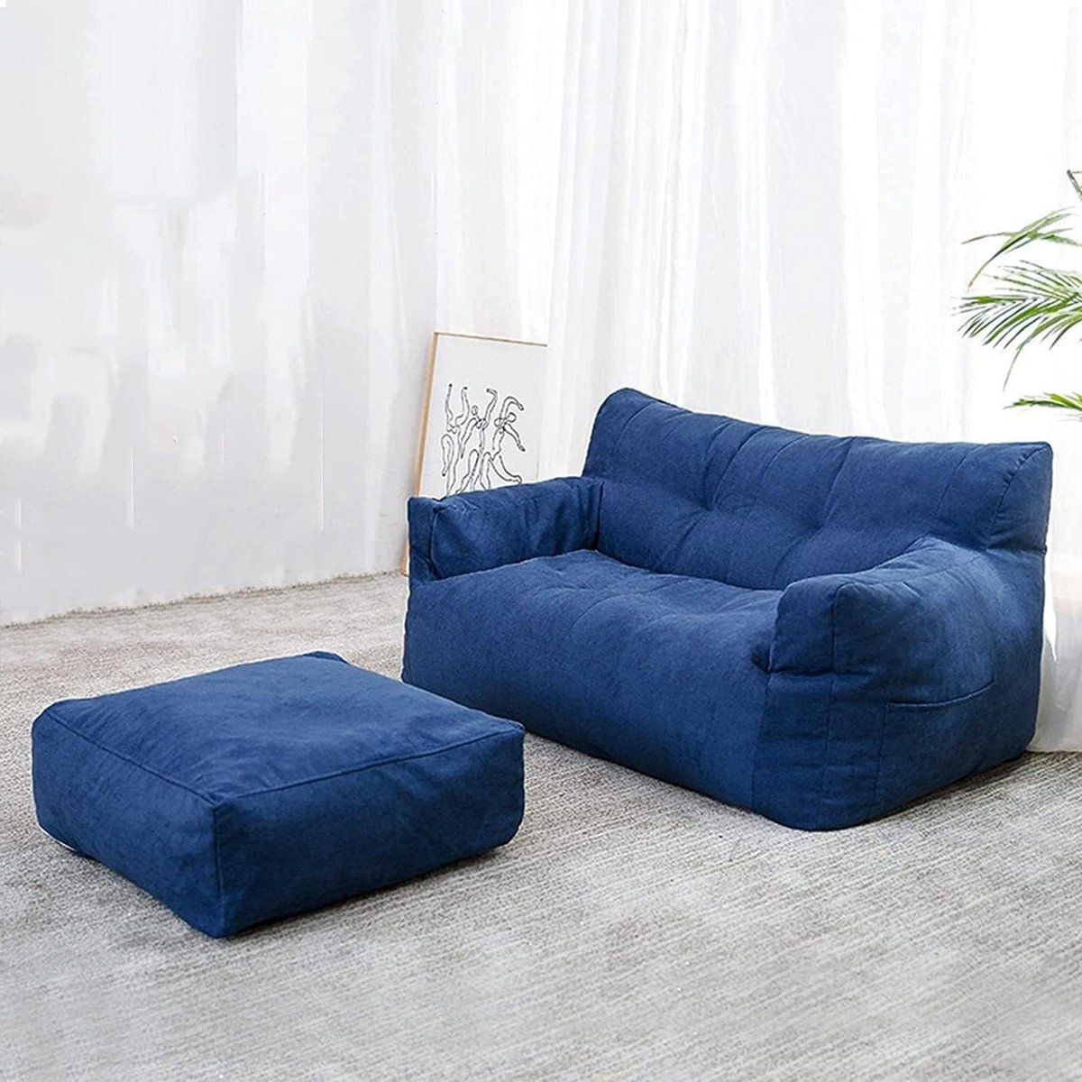 Dubbele Zitzakhoes - Luie Bank - Ontspannen Thuis - Inclusief Voetenbankhoes - 115 x 63 cm - Kleur C