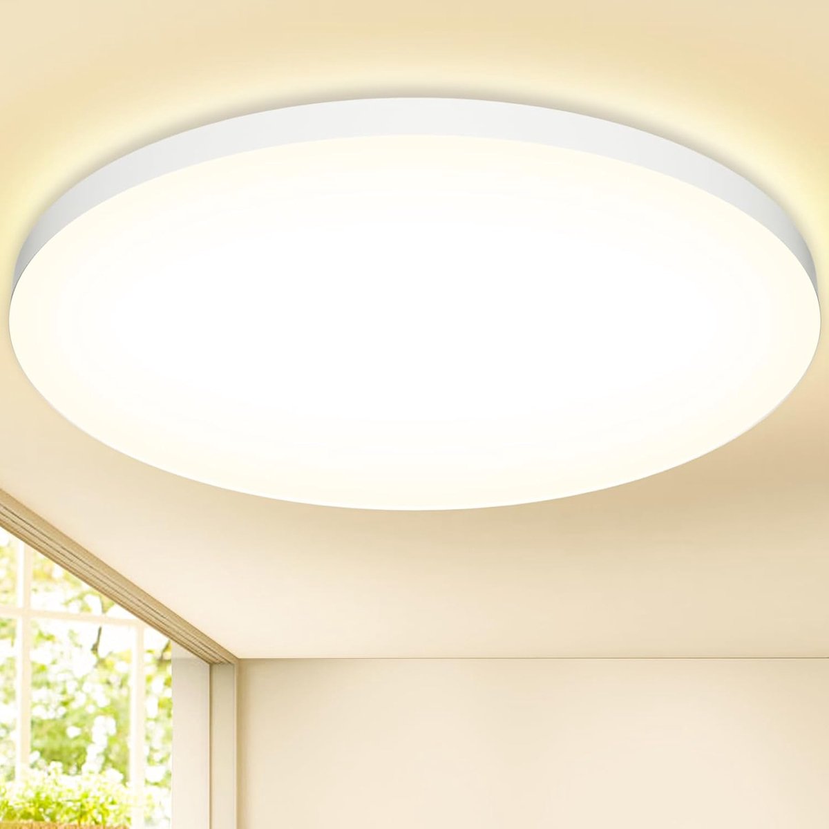 Deckenleuchte, 36 W 4000 K reinweiß Deckenlampe, Weißem Rahmen, 1 Stück