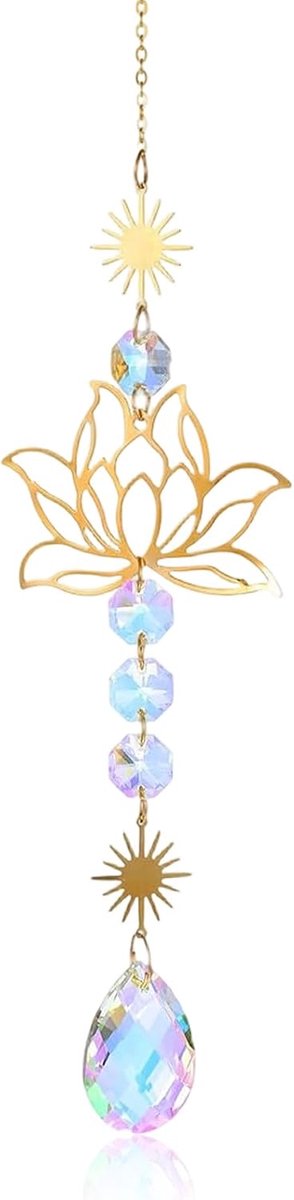 1 x windgong van glas met lichtreflecties, elegante decoratie voor ramen, huis, tuin en kantoor, lentedecoratie en geschenken, regenboog-effect
