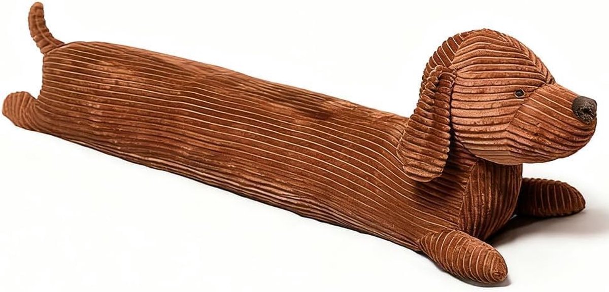 kussen, knuffeldier, zacht zijslaapkussen, pluche teckel kussen | Decoratief woonaccessoire voor bank, bed en auto, wasbaar, bruin, 35 x 25 x 10 cm