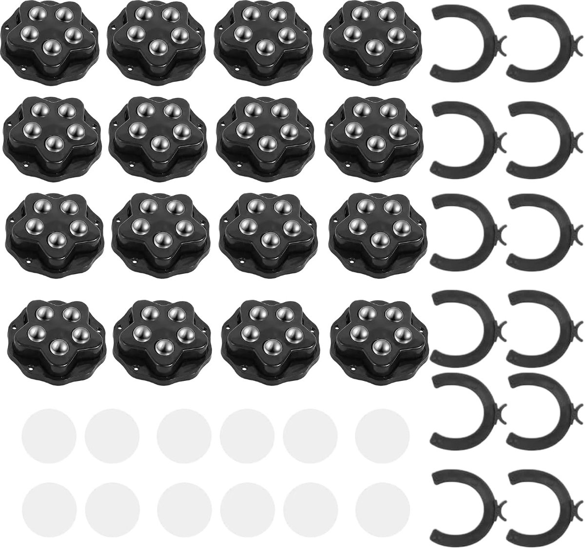12 stuks meubelwielen, klein, kogelwielen voor meubels, 360 rollen, zelfklevende mini-wielen voor keukenapparatuur, platte meubelwielen, zware belasting, voor kluisjes, vuilnisemmer enz., met