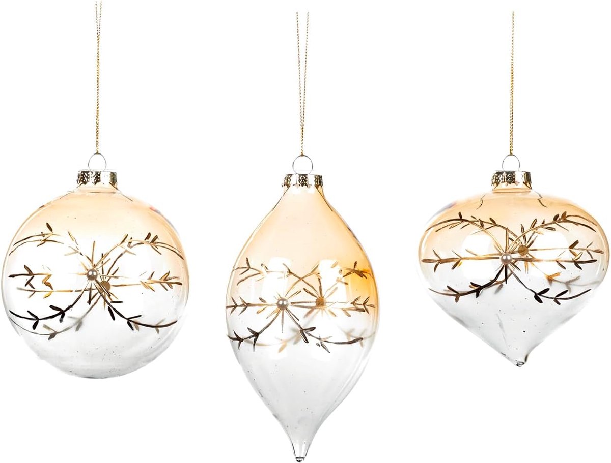 Kerstbal glas goud D 10 cm - Voordeelassortiment - Set van 3 - Perfect voor sfeervolle decoratie - SnelShoppen
