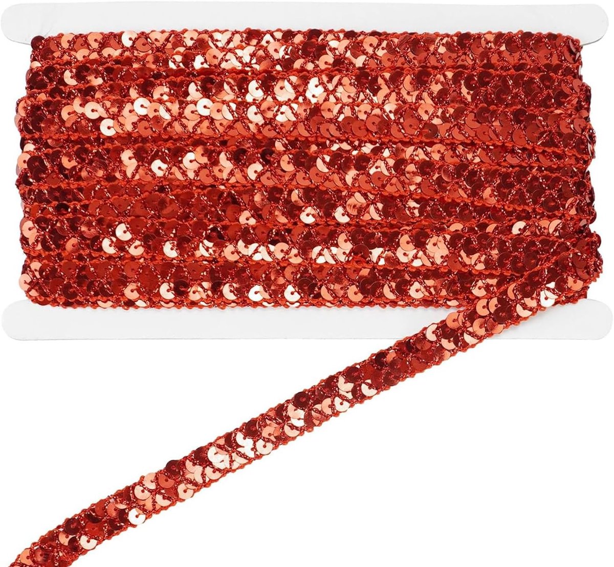 Paillettenlint, 15 yards, pailletten, trim linten, handwerk, golvend, glitter, buikdansriem, podiumkostuums, decoratieband voor doe-het-zelf naaien, kostuums (rood)