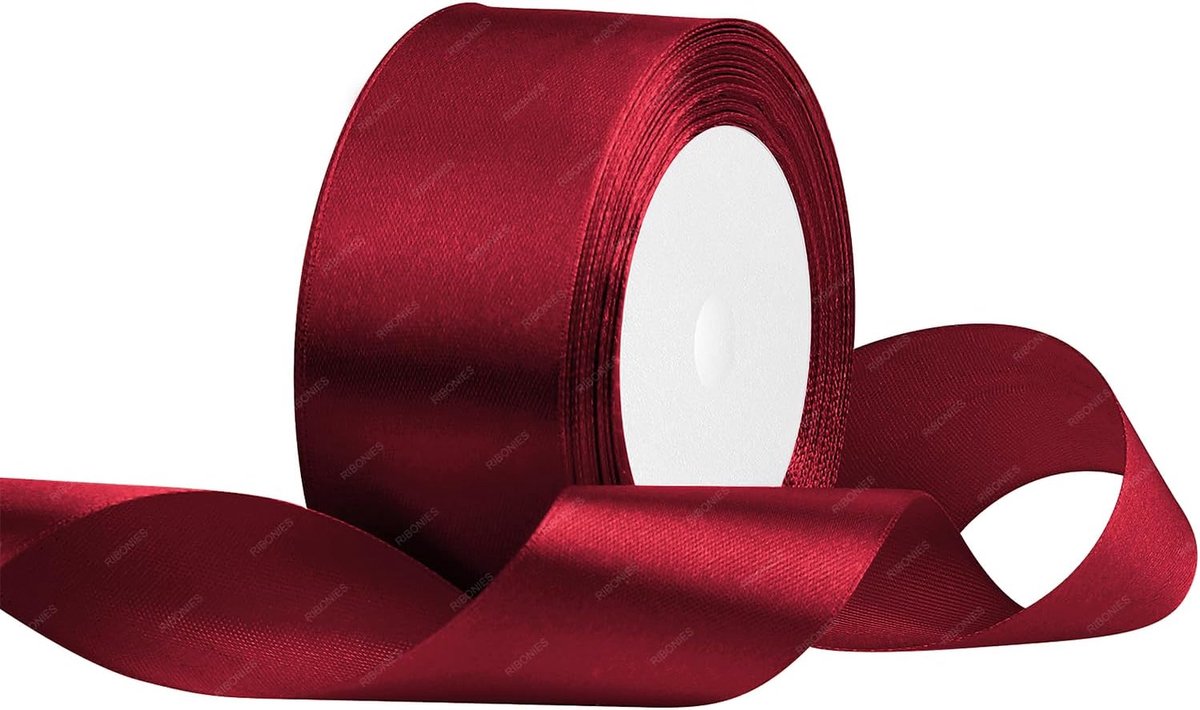 lint, wijnrood, 40 mm x 22 meter, stevige stoffen linten voor geschenkverpakkingen, boeketten, kunsthandwerk en bruiloftsfeestdecoratie