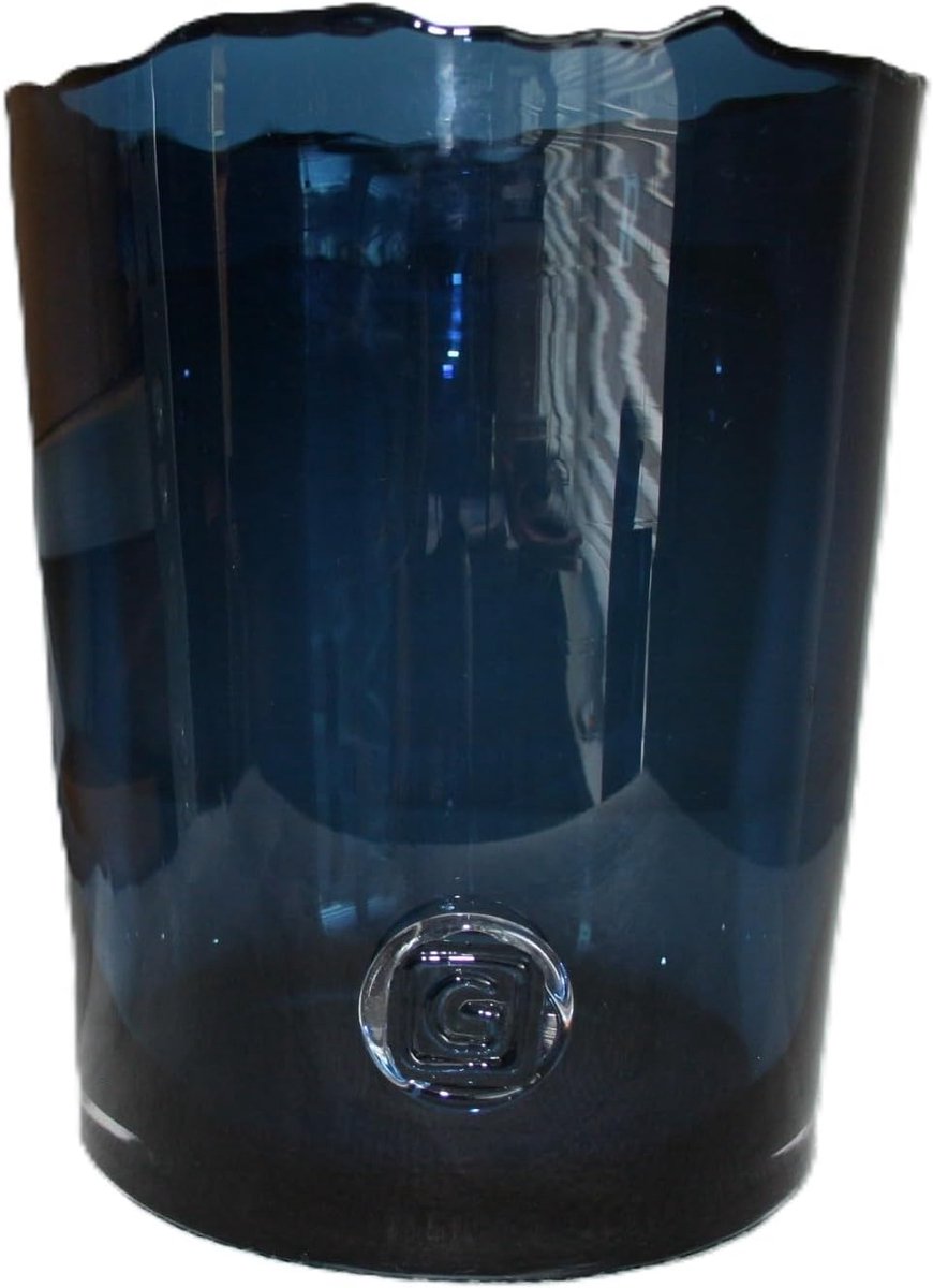 Theelichthouder glas blauw D 14cm H 16,5cm - decoratieve vaas - sfeervolle verlichting - perfect voor elke ruimte - SnelShoppen