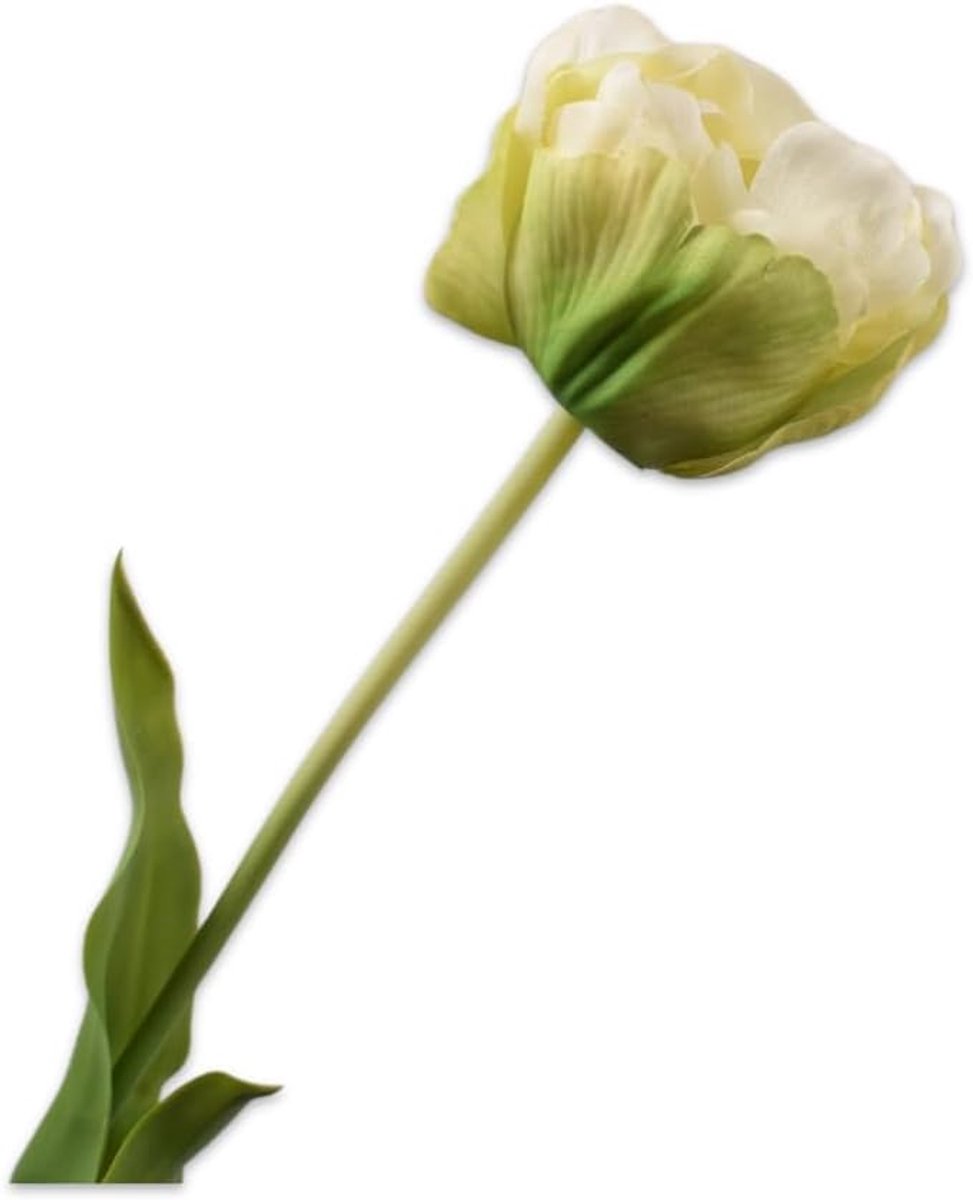 Kunstbloem tulpensteel 66 cm - zijde bloemen - groen-wit - perfect voor decoratie - SnelShoppen