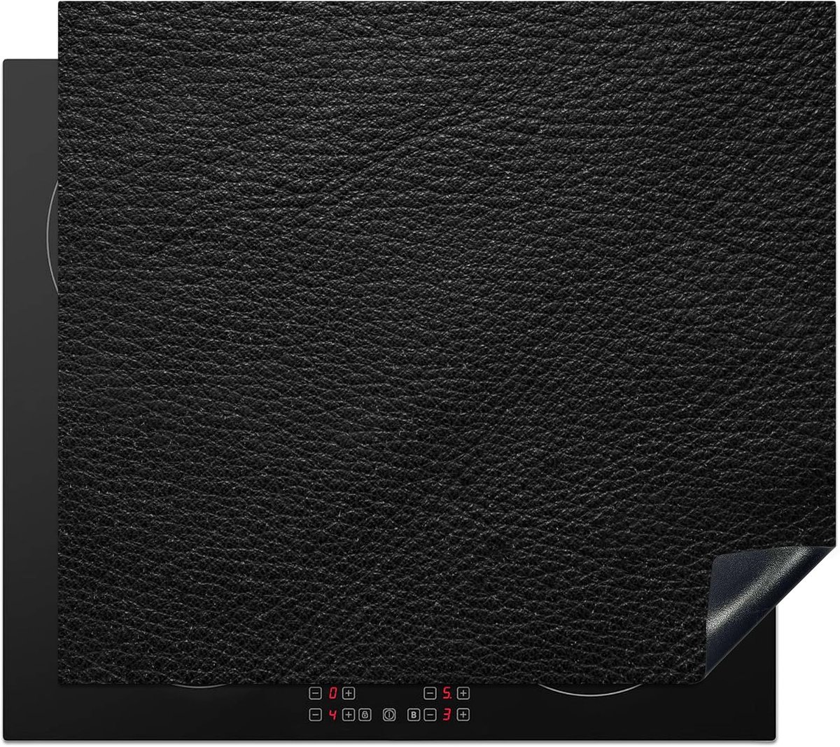 Inductie Beschermer 60x52 cm Keuken Decoratie Kookplaat Beschermer voor Inductiekookplaat Afdekplaat Anti Slip Mat - Leer - Lederlook - Zwart - Grijs